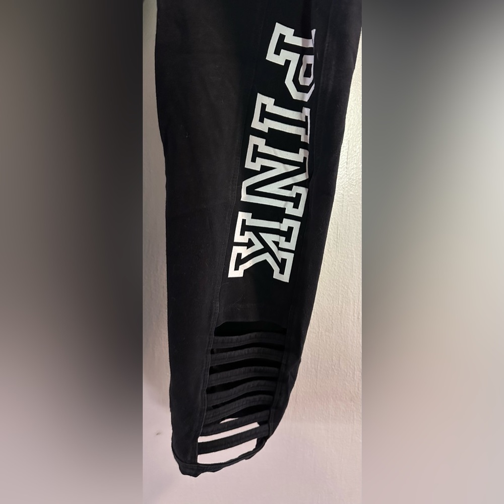 Women’s VS Pink leggings - size medium - black with white lettering